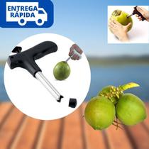 Furador Abridor de Coco Verde Perfurador Prático Manual Profissional Higiênico Aço Inox Design Anatômico Cabo Emborrachado Prático Funcional Seguro