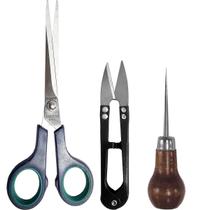 Furador Agulhão + 02 Tesouras Costura Artesanato Arremate
