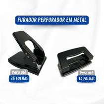 Furador perfurador em metal 10 / 35 folhas 2 furos