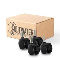 Furniture Caster OUTWATER Black Nylon Swivel, 2 rodas, pacote com 4