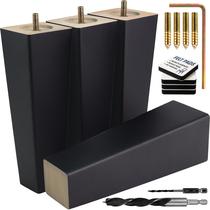 Furniture Legs Airy Abode 6" de madeira quadrada preta, conjunto de 4