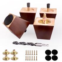 Furniture Legs Xlroaafs, 5 cm de madeira quadrada, conjunto de 4 cores de nogueira