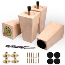 Furniture Legs Xlroaafs, madeira quadrada inacabada, 10 cm, conjunto de 4