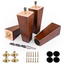 Furniture Legs Xlroaafs Rubberwood 15 cm, nogueira, conjunto de 4 Furniture Legs Xlroaafs Rubberwood 15 cm, nogueira, conjunto de 4
