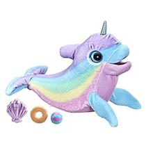 FurReal Wavy The Narwhal Interactive Animatronic Plush Toy, Electronic Pet, 80+ Sons e Reações, Rainbow Plush, Idades 4 e acima