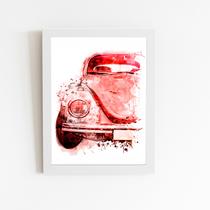 Fusca Aquarela Vermelho Carro Quadro Moldura Branca 60x40cm Fusca Aquarela Vermelho Carro Quadro Moldura Branca 60x40cm