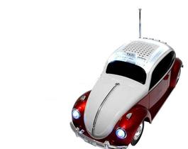 Fusca Caixinha Som Portátil Carro Mp3 Micro Sd Usb Ràdio Fm - INN