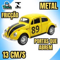 Fusca Clássico 89 de Metal 13cm Brinquedo de Fricção com Portas que Abrem