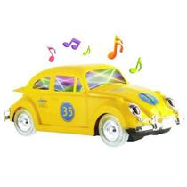 Fusca de Brinquedo que Gira Bate e Volta e Toca Música Animada Amarelo