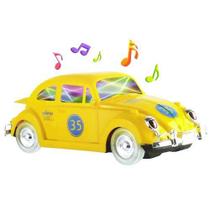 Fusca de Brinquedo que Gira Bate e Volta e Toca Música Animada Amarelo