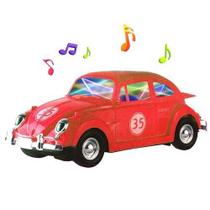 Fusca de Brinquedo que Gira Bate e Volta e Toca Música Animada Vermelho