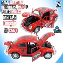 Fusca Spider Man 13cm Metal Fricção com Portas Capô e Porta-Malas