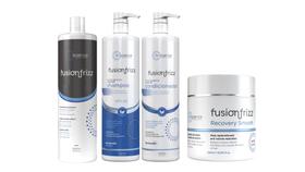 Fusion Frizz Shampoo 1 L + Condicionador 1 L + Recovery Smooth 500 ml + Progressiva Orgânica 1 L