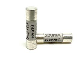 Fusível cerâmico HV510 0.2A 200mA 600VAC 5x20mm para multímetros Fusível cerâmico HV510 0.2A 200mA 600VAC 5x20mm para multímetros