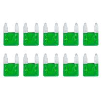 Fusivel Lamina Pequeno Mini 30A Amperes Verde Automotivo Kit com 10 Unidades