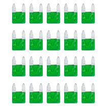 Fusivel Lamina Pequeno Mini 30A Amperes Verde Automotivo Kit com 20 Unidades