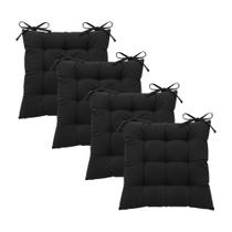 Futon Almofada Assento Algodão Poliester 40cmx40cm - Preto Kit:4