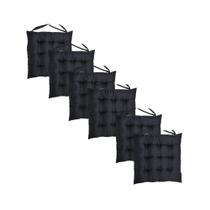 Futon Almofada Assento Algodão Poliester 40cmx40cm - Preto Kit:6 Futon Almofada Assento Algodão Poliester 40cmx40cm - Preto Kit:6