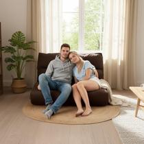 Futon Casal 2 Lugares Espuma hiper Soft Sofá Cama Reclinável Tecido Sued Acabamento Impecável 128x188cm Lavável Me Máquina