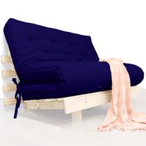 Futon Casal Tokio Sofa Cama Azul Royal Acquablock Com Madeira Maciça - R9 Design Futon