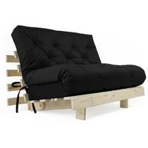 Futon Casal Tokio Sofa Cama Preto Acquablock Com Madeira Maciça