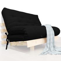 Futon Casal Tokio Sofa Cama Preto Acquablock Madeira Maciça