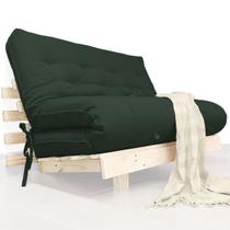 Futon Casal Tokio Sofa Cama Verde Militar Com Madeira Maciça