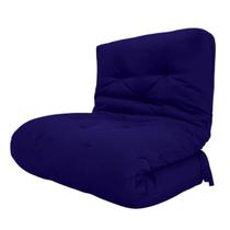 Futon Solteiro Dobrável Oriental Confort Plus Azul Royal Acquablock
