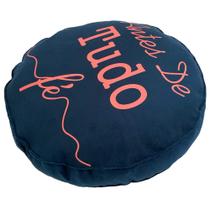 Futton Turco Redondo Veludo Estampado Ø45cm Azul Antes de Tudo Fé