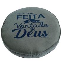 Futton Turco Redondo Veludo Estampado Ø45cm Cinza Futton Turco Redondo Veludo Estampado Ø45cm Cinza