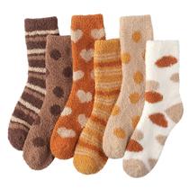 Fuzzy Socks Toes Home para mulheres, macias e fofas, de inverno, 6 pares Fuzzy Socks Toes Home para mulheres, macias e fofas, de inverno, 6 pares