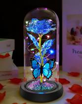 Fvawe Galaxy Crystal LED Light Up Rose em cúpula de vidro Fvawe Galaxy Crystal LED Light Up Rose em cúpula de vidro