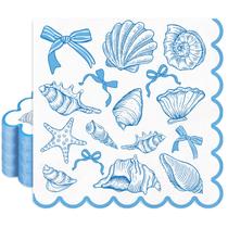 FYSUIMU, 50 unidades de guardanapo de papel recortado Ocean Bow Seashell Conch Starfish, guardanapos de almoço descartáveis, guardanapos de jantar para festas de verão na praia