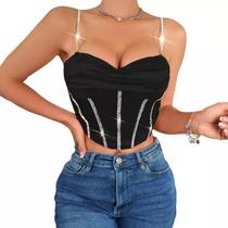 G0320-Blusa Festa Balada Sexy Brilho Top Cropped Corset M192 G0320-Blusa Festa Balada Sexy Brilho Top Cropped Corset M192