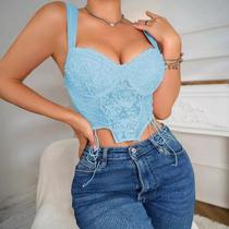 G0322-Blusa Festa Balada Sexy Corset Top Cropped Amarração M195
