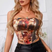 G0326-Blusa Festa Balada Sexy Corset Estampado Top Cropped 15n04