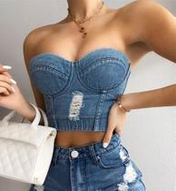 G0601/G0609- Blusa Top Cropped Jeans Festa Balada Carnaval Sexy G0601/G0609- Blusa Top Cropped Jeans Festa Balada Carnaval Sexy