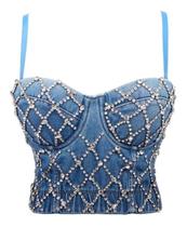 G0605-Blusa Top Cropped Corpete Sexy Luxo Balada Festa Brilho 468s