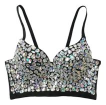 G0706-Blusa Top Cropped Corpete Corselet Balada Carnaval Luxo 473s