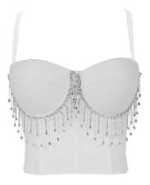 G0709- Top Cropped Corpete Corselet Balada Festa Luxo Brilho C1