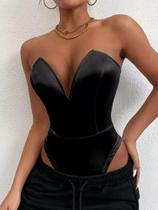 G1601 Blusa Body Corselet Corpete Preto sem alça Luxo 438q G1601 Blusa Body Corselet Corpete Preto sem alça Luxo 438q