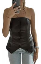 G1903-Blusa Feminina Couro Preto Festa sem alça Balada 357p G1903-Blusa Feminina Couro Preto Festa sem alça Balada 357p