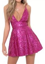 G2205-Vestido Festa Balada Sexy Brilho Paetê Barbie Luxo Ag198