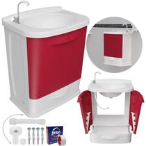 Gabinete 2 Portas Banheiro Lavatório + Torneira + Engate Gabinete 2 Portas Banheiro Lavatório + Torneira + Engate