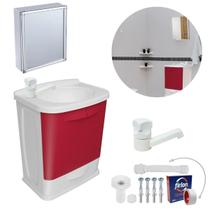 Gabinete 2 Portas Suspenso Lavatório+Armário+Torneira+Engate Gabinete 2 Portas Suspenso Lavatório+Armário+Torneira+Engate