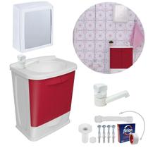 Gabinete 2 Portas Suspenso Lavatório+Armário+Torneira+Engate Gabinete 2 Portas Suspenso Lavatório+Armário+Torneira+Engate