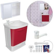 Gabinete 2 Portas Suspenso Lavatório+Armário+Torneira+Engate Gabinete 2 Portas Suspenso Lavatório+Armário+Torneira+Engate