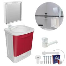 Gabinete 2 Portas Suspenso Lavatório+Armário+Torneira+Engate