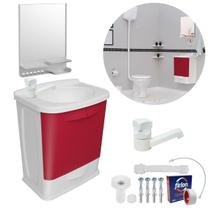 Gabinete 2 Portas Suspenso Lavatório+Armário+Torneira+Engate Gabinete 2 Portas Suspenso Lavatório+Armário+Torneira+Engate