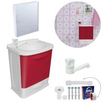 Gabinete 2 Portas Suspenso Lavatório+Armário+Torneira+Engate